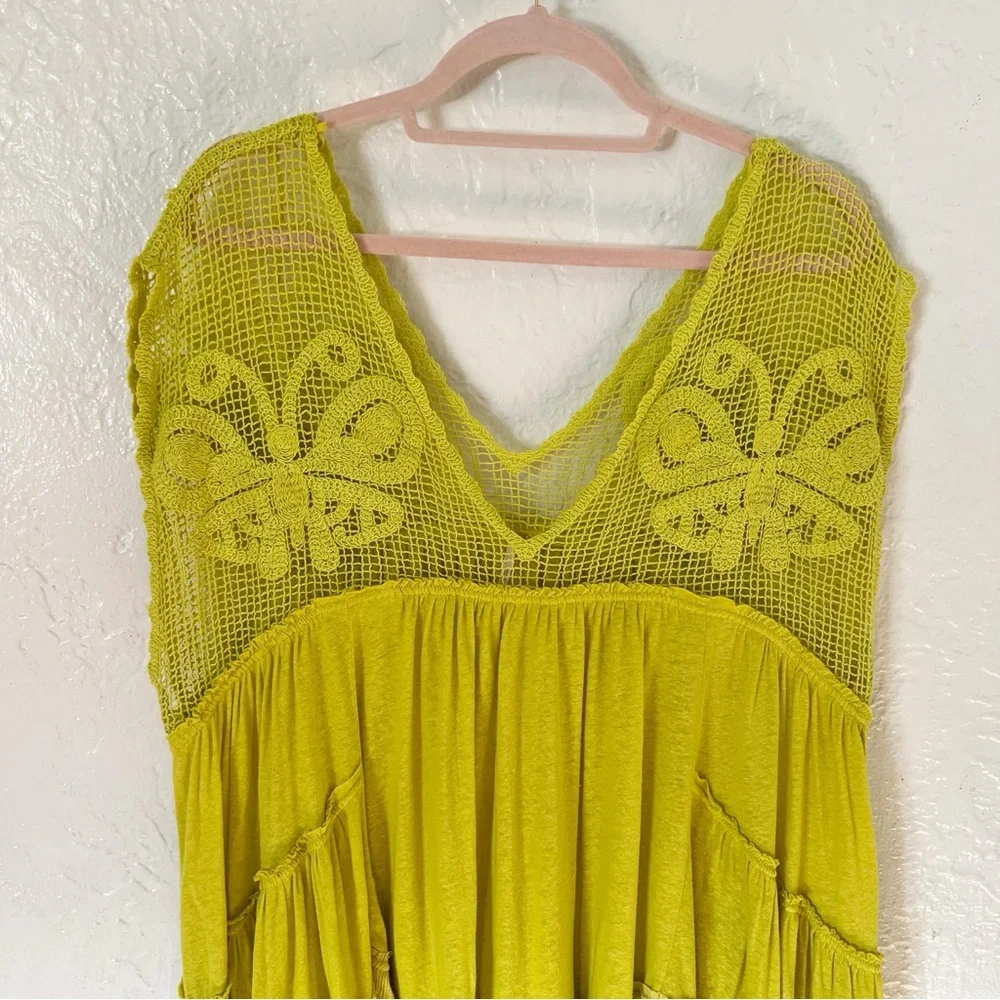 Free People Boho Crochet Pleated Asymmetrical Tunic - Picture 2 of 7